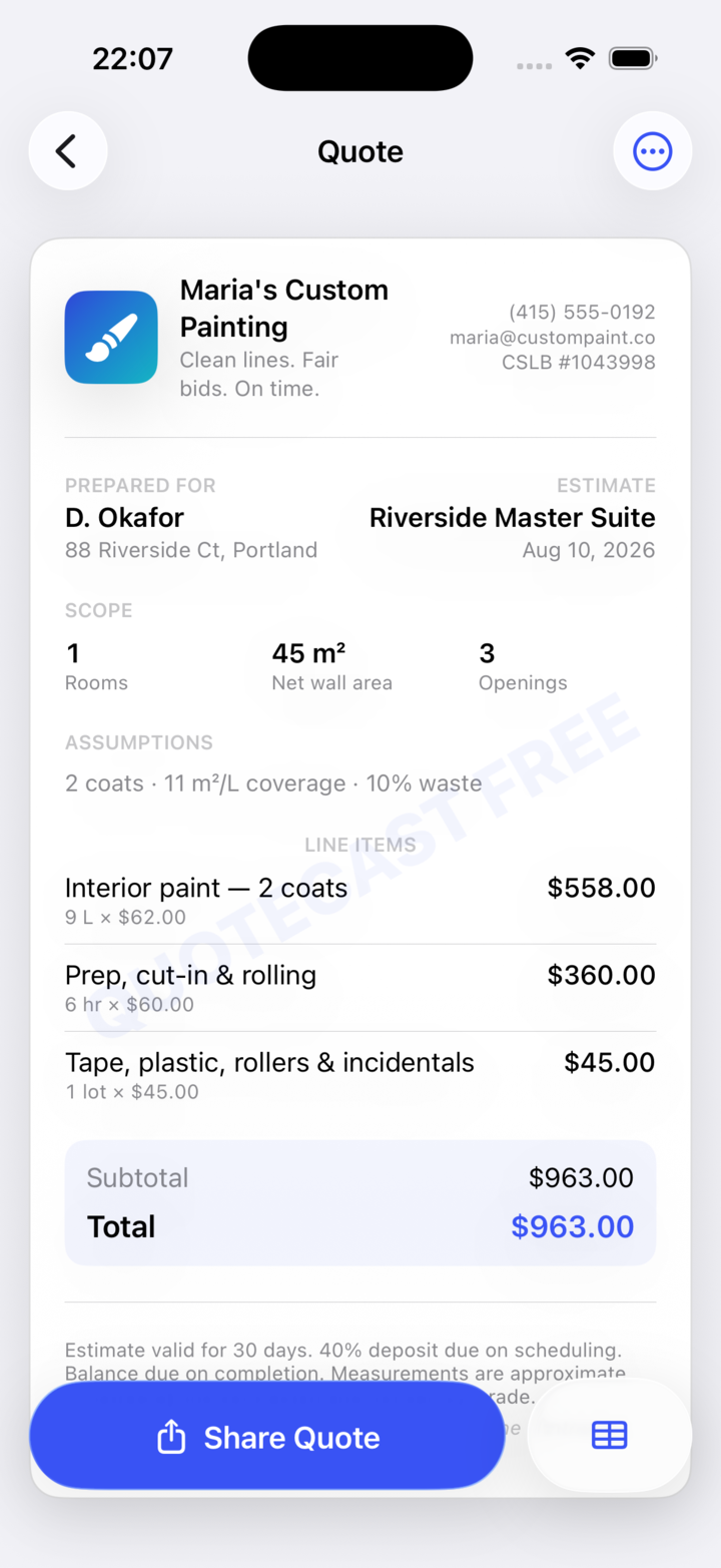QuoteCast dashboard